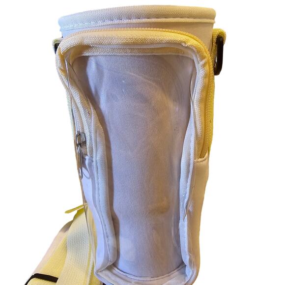 New Cream Neoprene 40oz Water Bottle Sleeve Plastic Phone Pocket Removable Strap - Picture 2 of 3